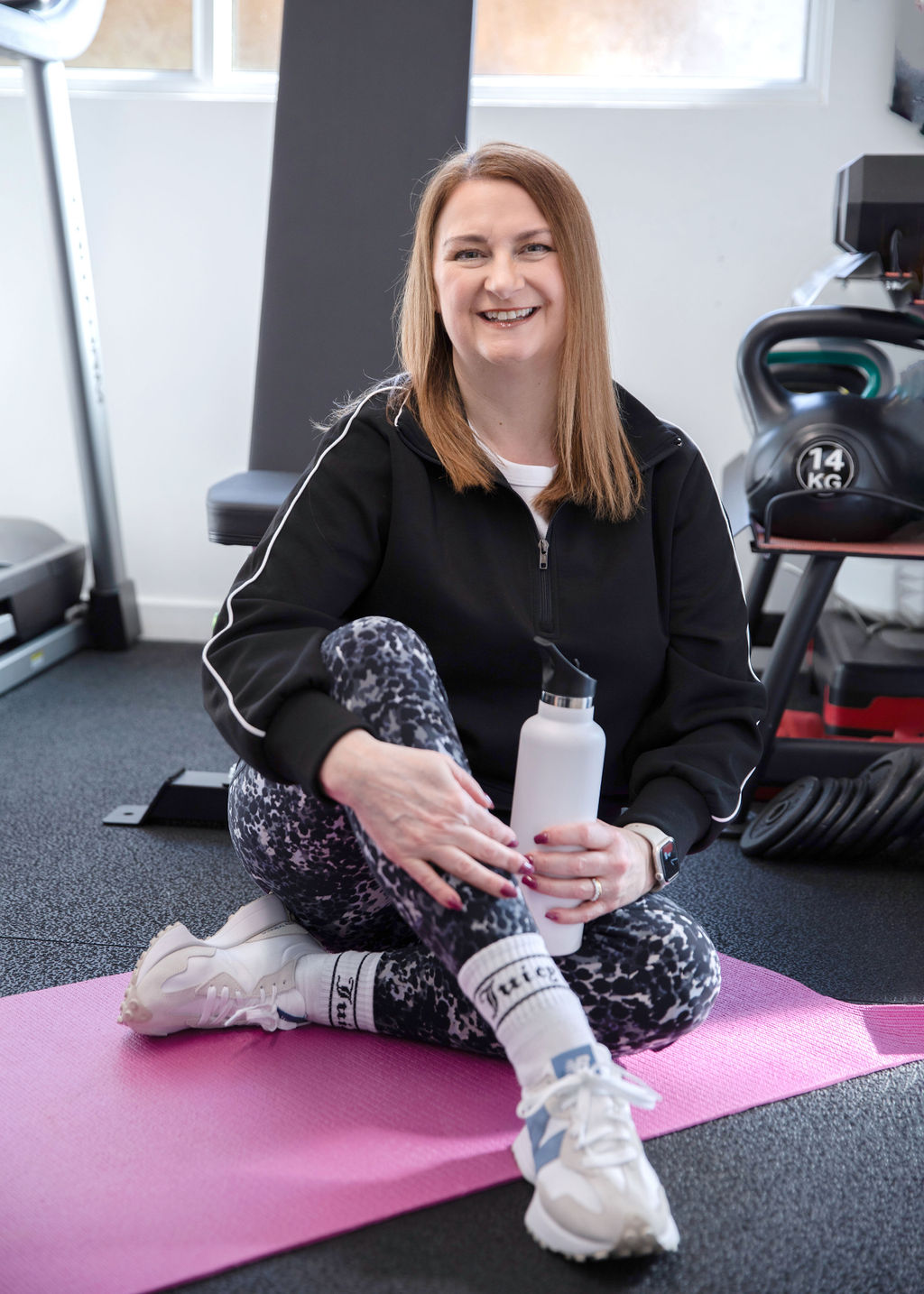 Suzy Newson, women's personal fitness trainer, in her private gym in Sheffield